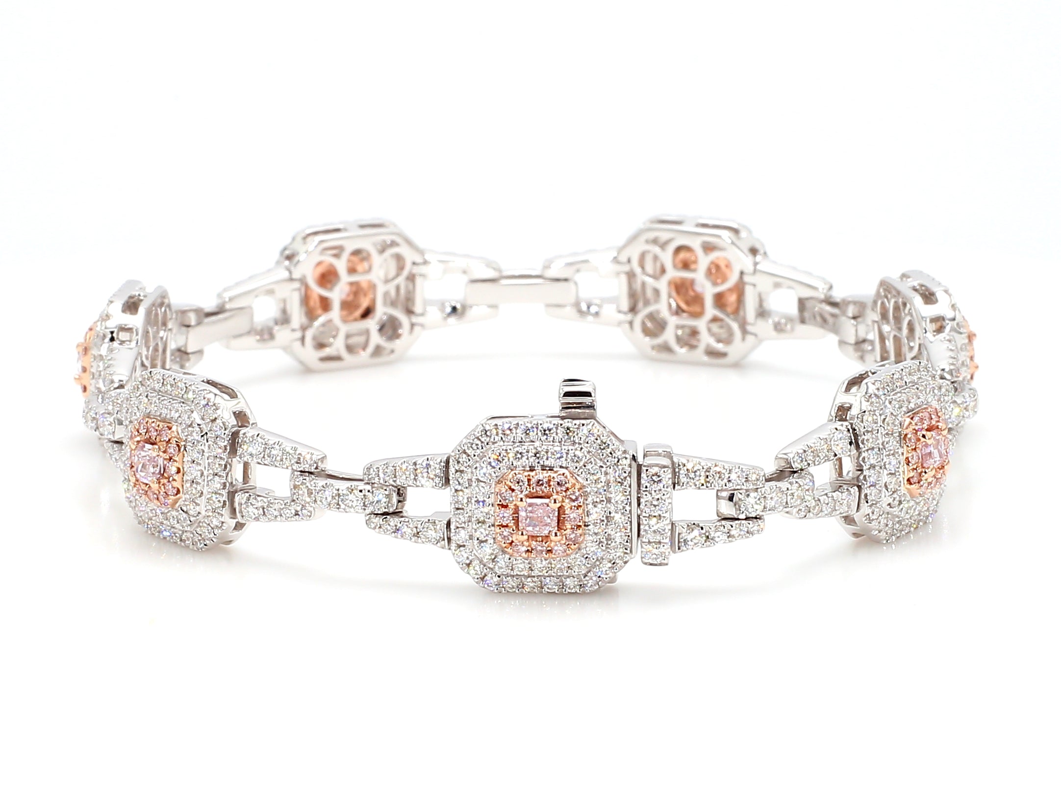 Natural Pink Radiant Diamond Bracelet Gia Certified