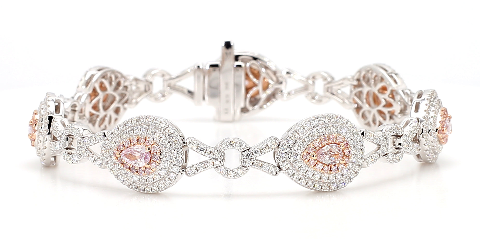Natural Pink Pear Diamond Bracelet Gia Certified