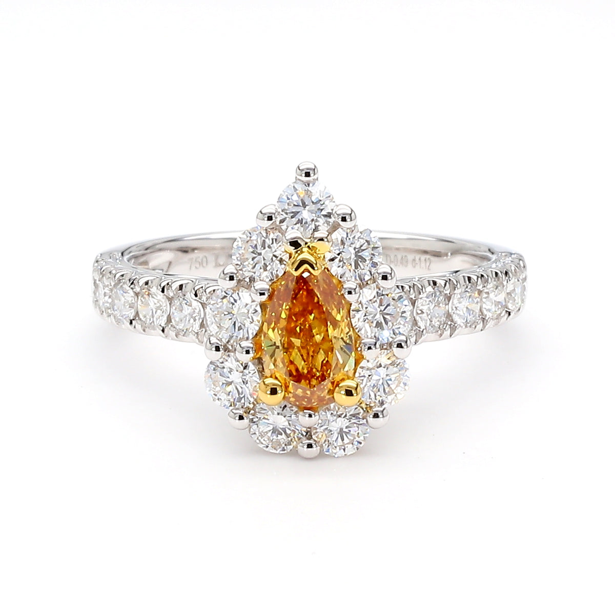 Natural Orange Pear Diamond Ring | GIA Certified