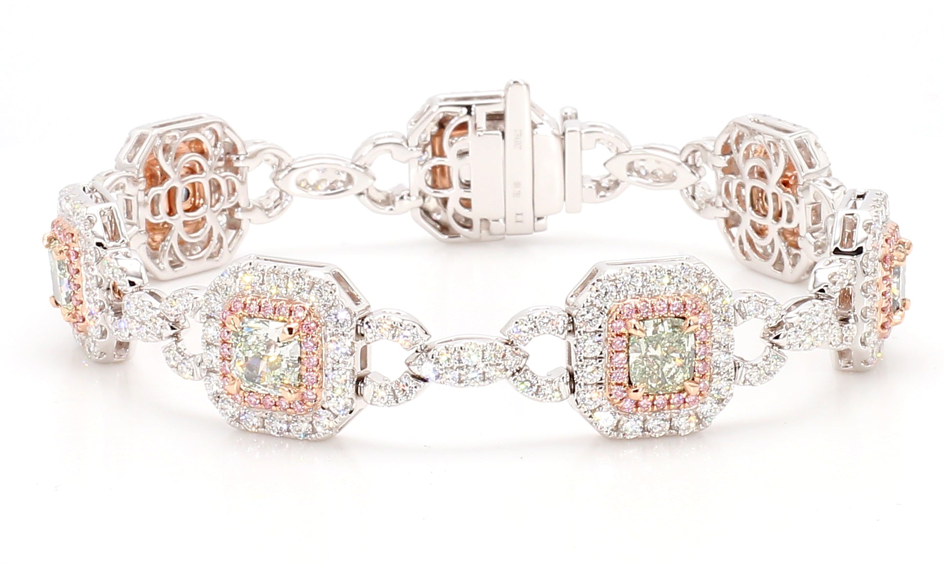 Natural Green Radiant Diamond Bracelet Gia Certified