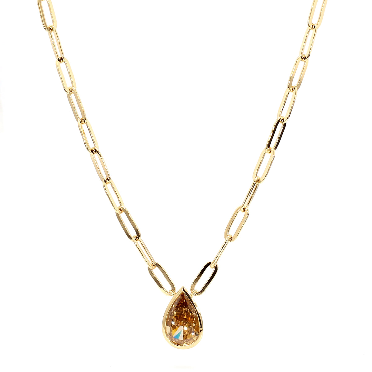 Natural Yellow Pear Diamond Necklace | GIA Certified