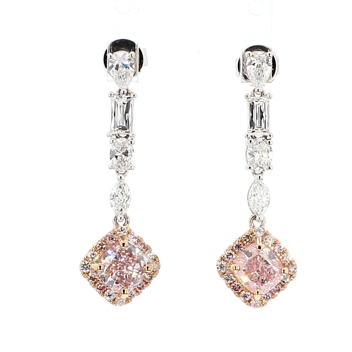 Natural Purple Cushion Diamond Earring Gia Certified