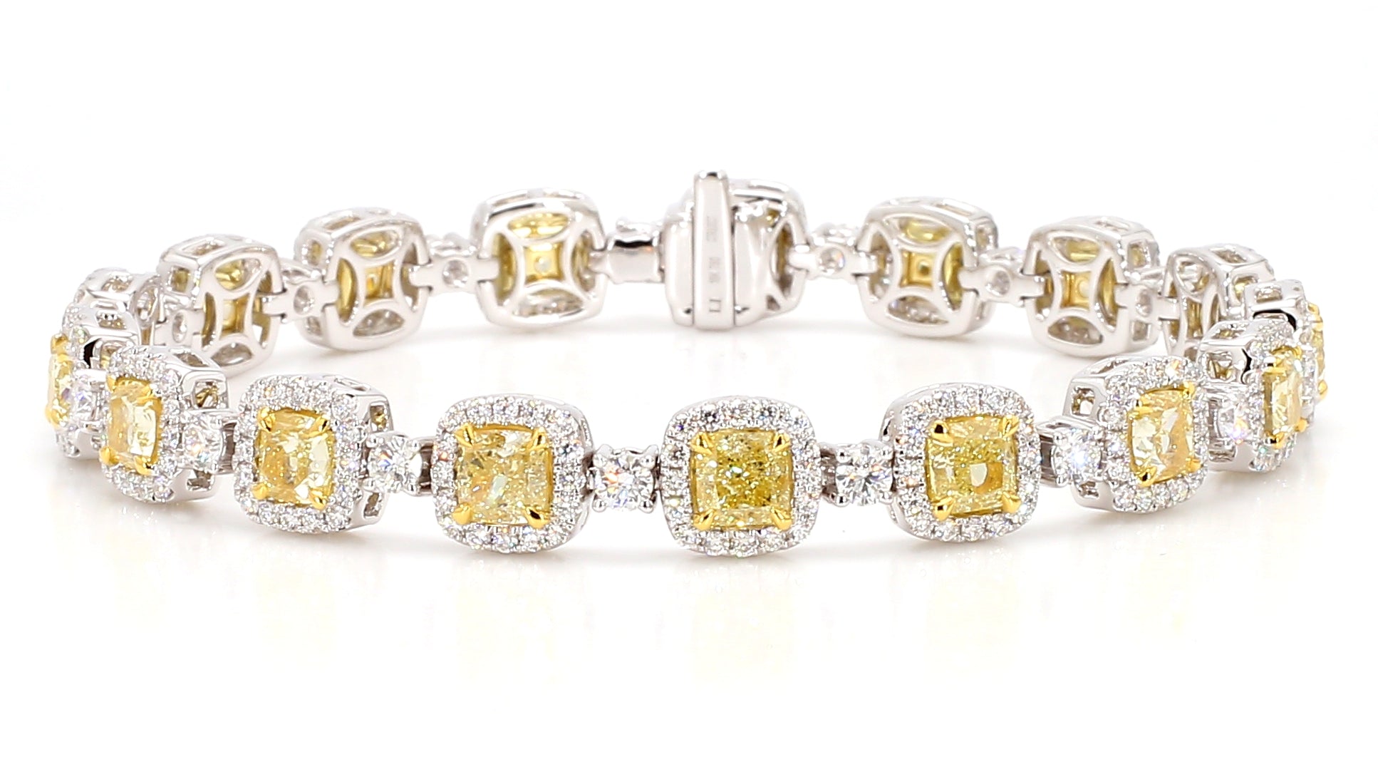 Natural Yellow Cushion Diamond Bracelet Gia Certified