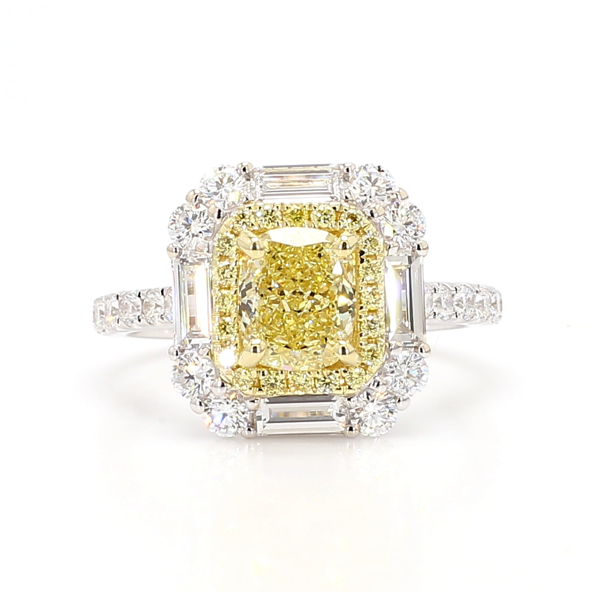 Natural Yellow Cushion Diamond Ring | GIA Certified