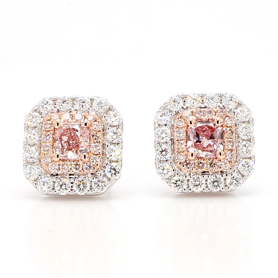 Natural Pink Radiant Diamond Earring Gia Certified
