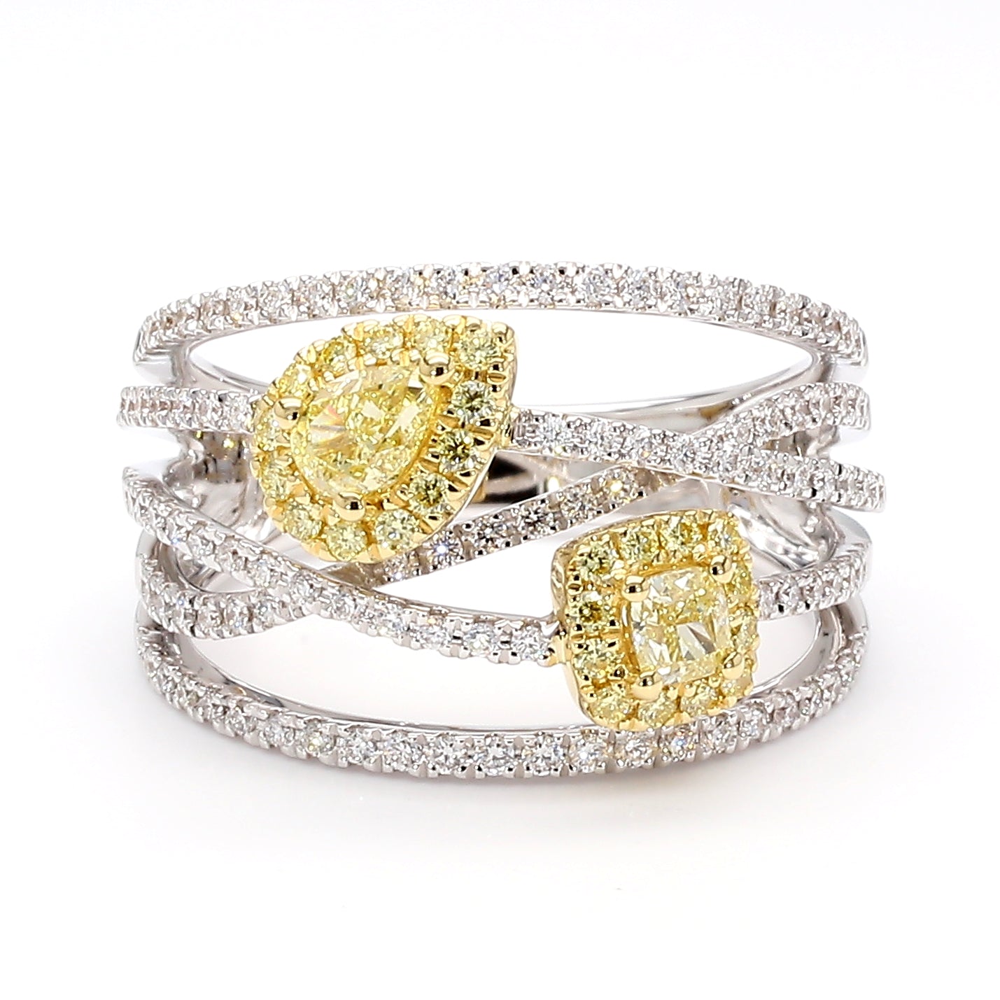 Natural Yellow Pear Diamond Ring