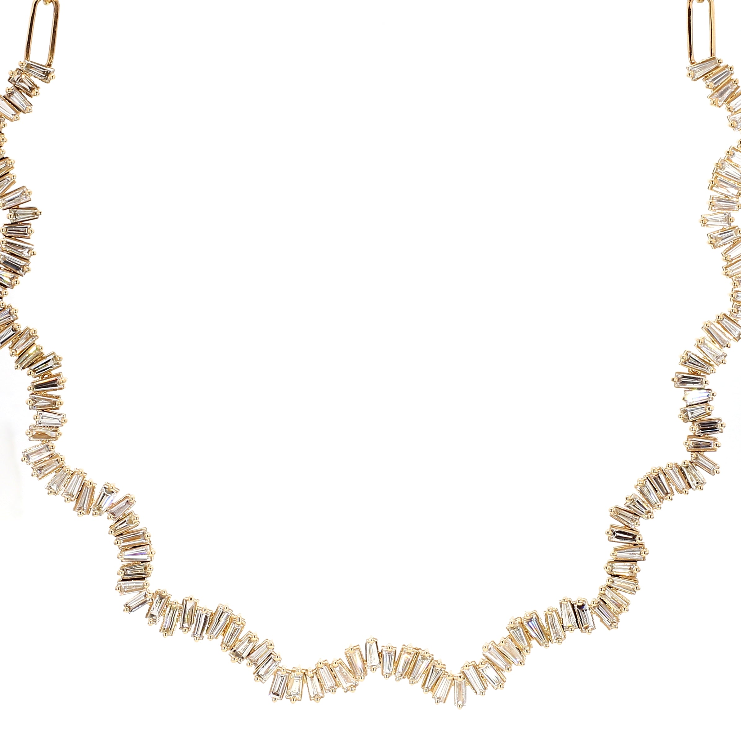 Natural White Baguette Diamond Necklace