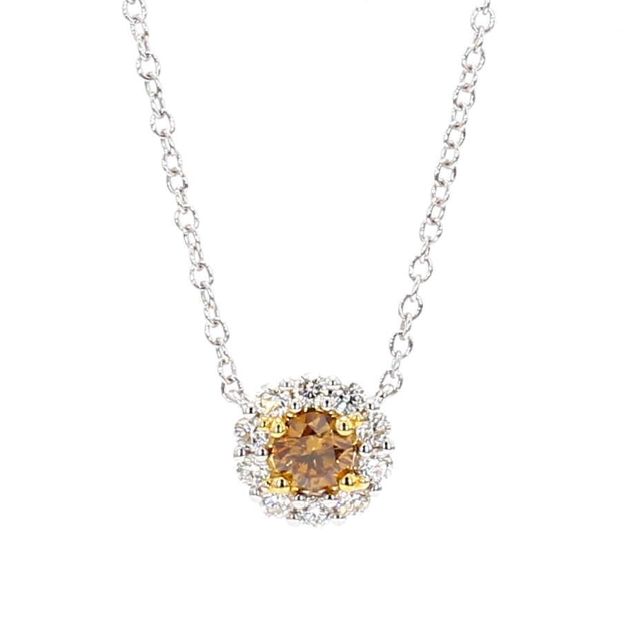 Natural Orange Round Diamond Necklace | GIA Certified