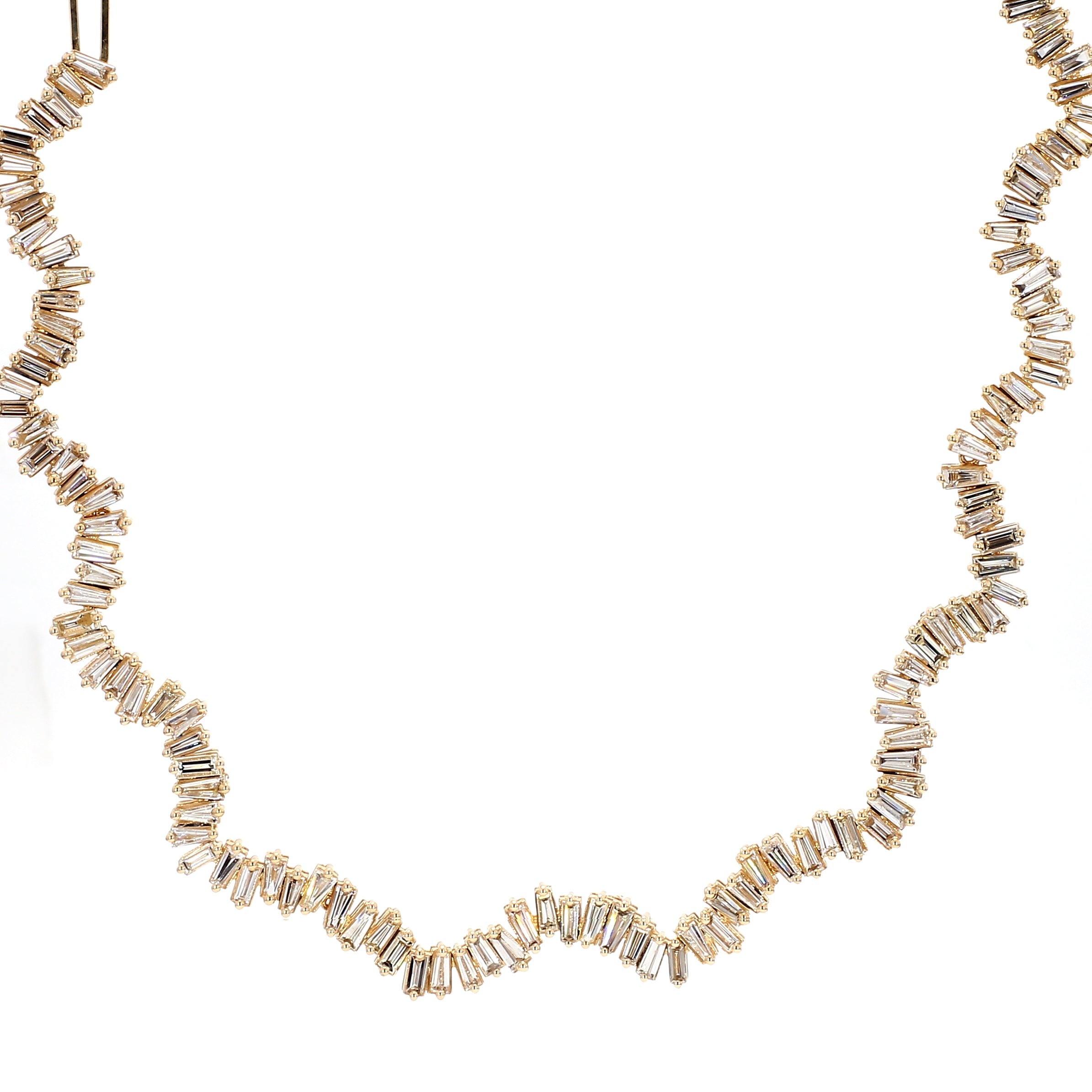 Natural White Baguette Diamond Necklace