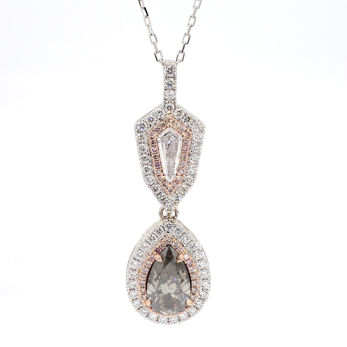 Natural Gray Pear Diamond Pendant | GIA Certified
