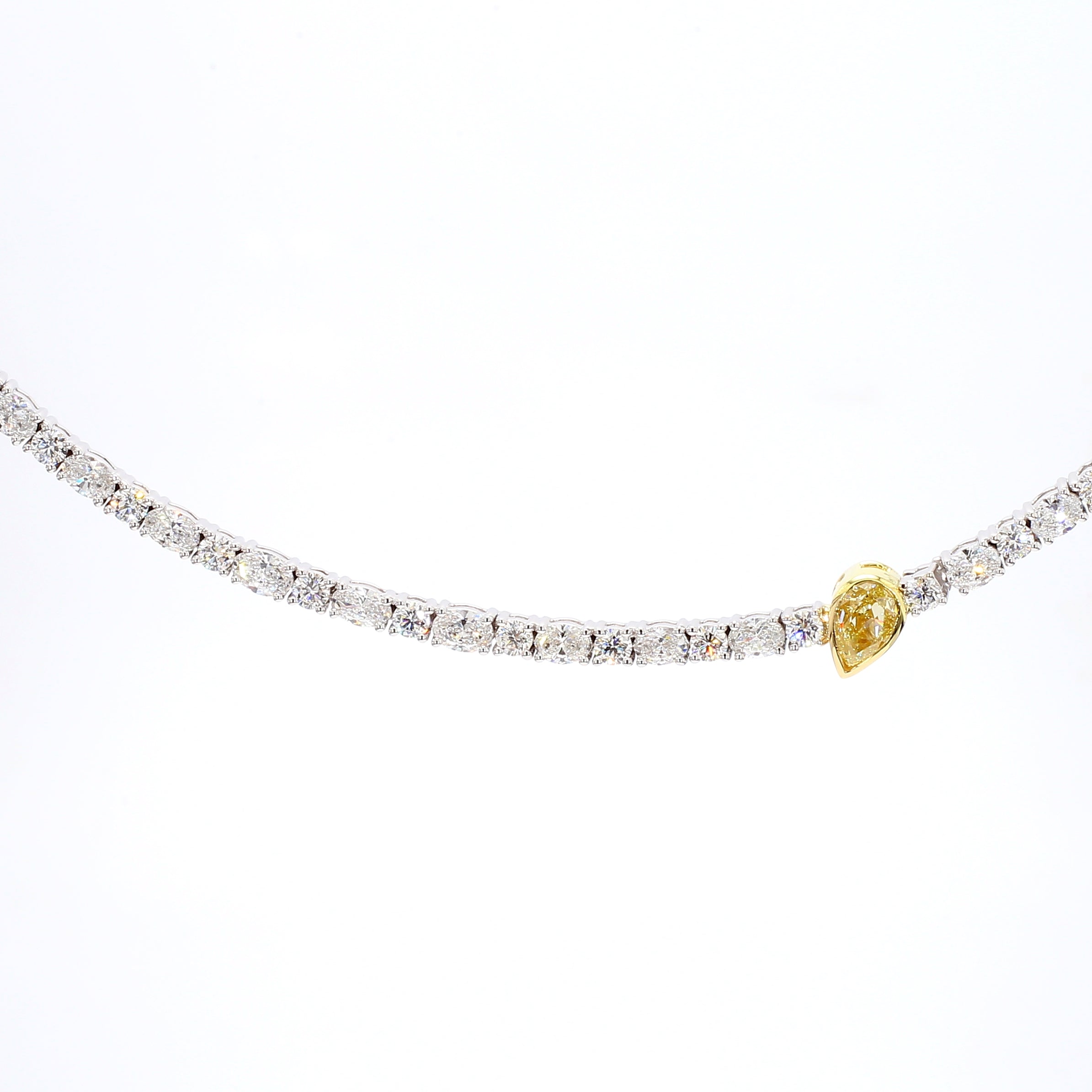 Natural Yellow Pear Diamond Necklace Gia Certified
