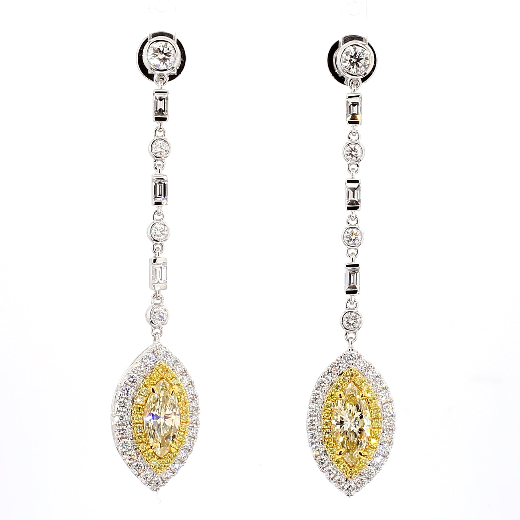 Natural Yellow Marquise Diamond Earring Gia Certified
