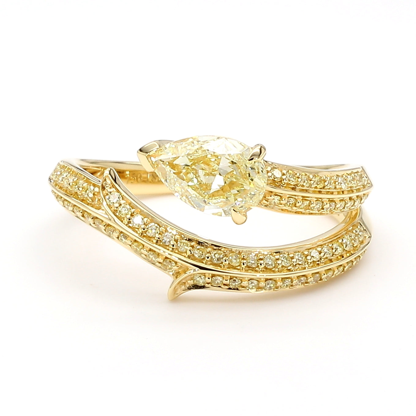 Natural Yellow Pear Diamond Ring