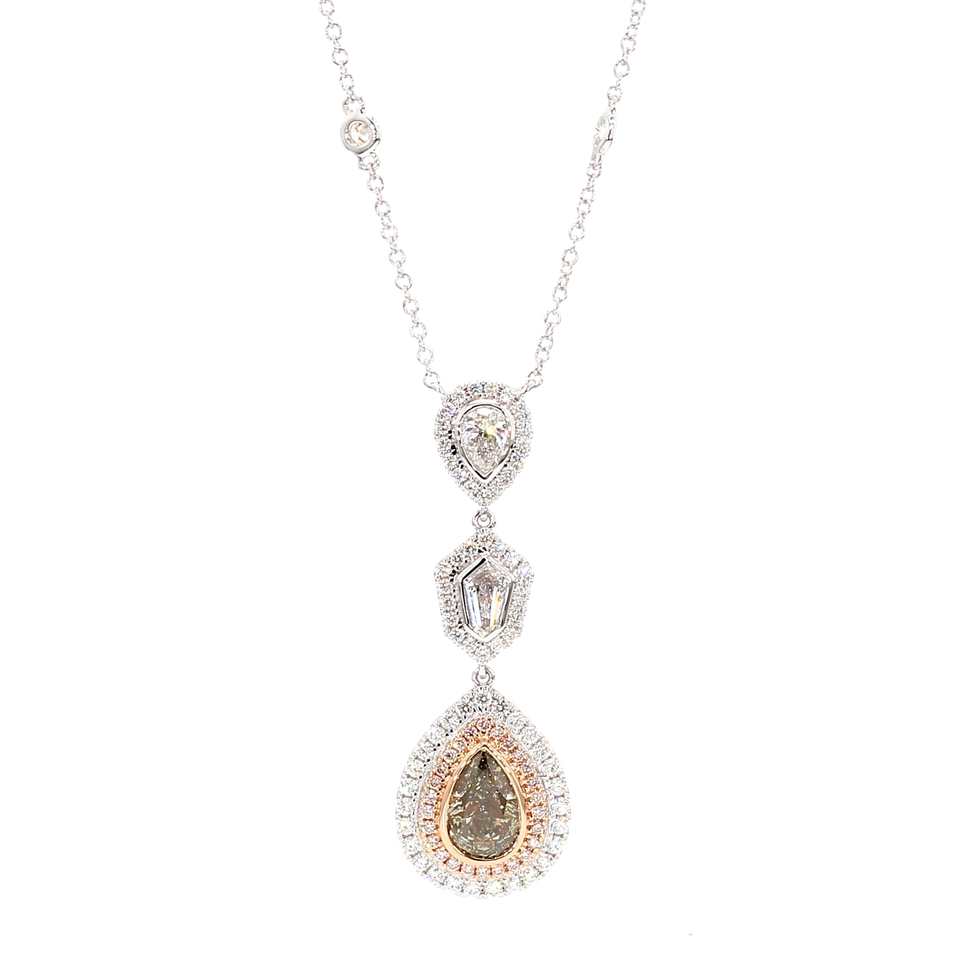 Natural Green Pear Diamond Necklace Gia Certified