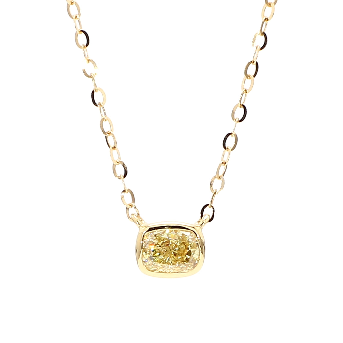 Natural Yellow Cushion Diamond Necklace