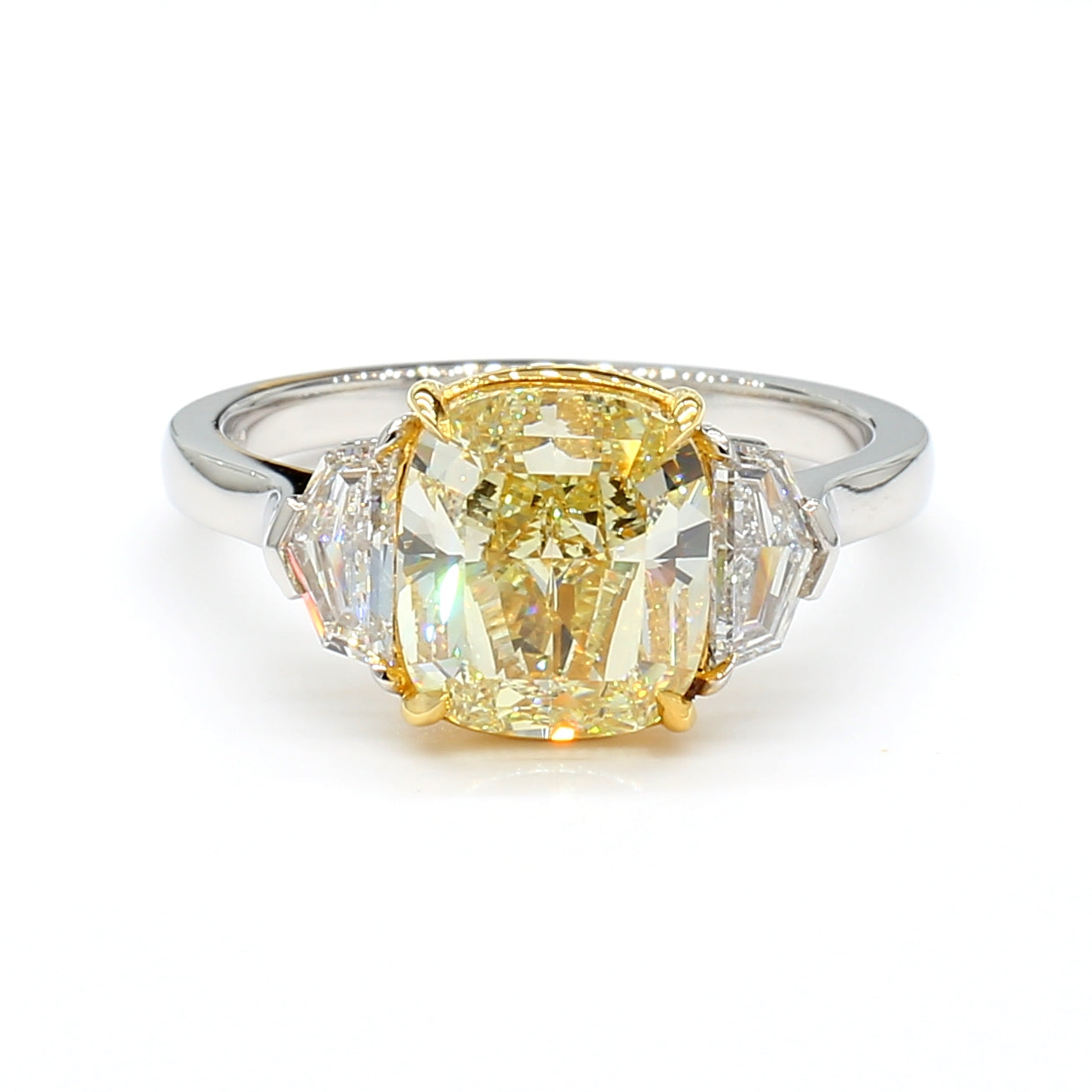 Natural Yellow Cushion Diamond Ring GIA Certified product image 1