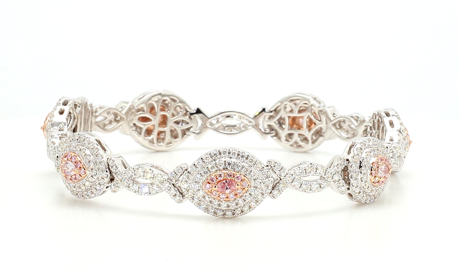 Natural Pink Marquise Diamond Bracelet Gia Certified