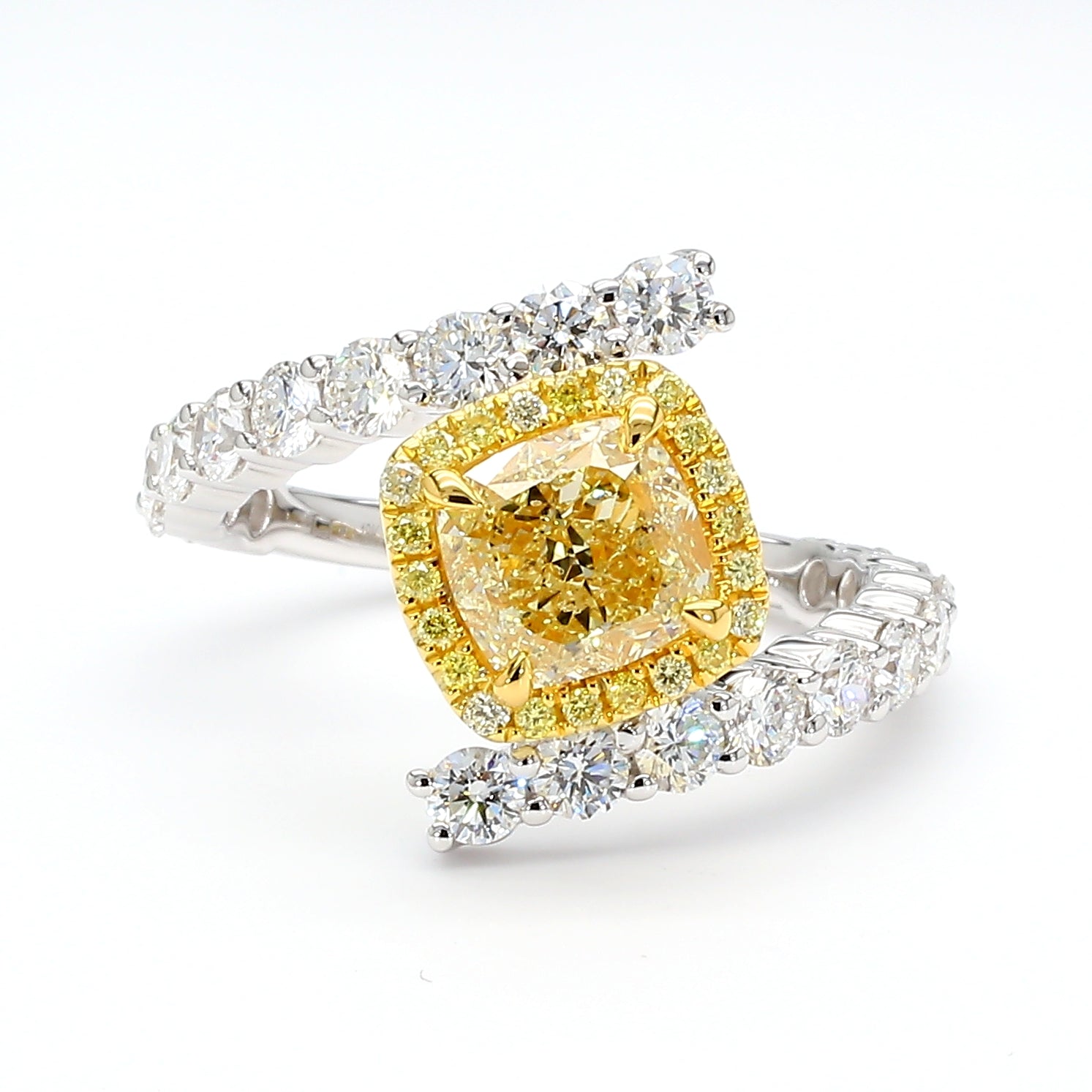 Natural Yellow Cushion Diamond Ring Gia Certified
