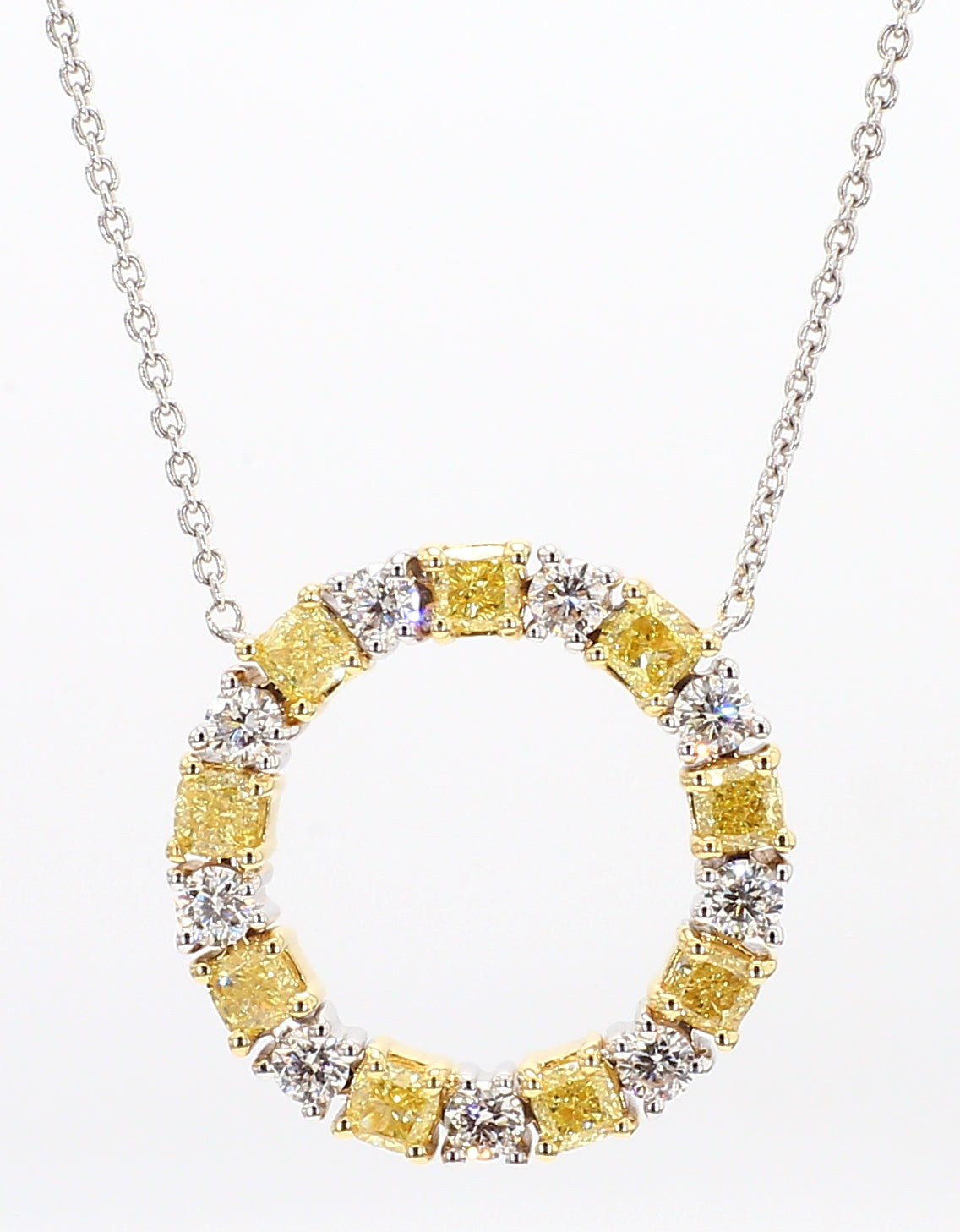 Natural Yellow Cushion Diamond Necklace