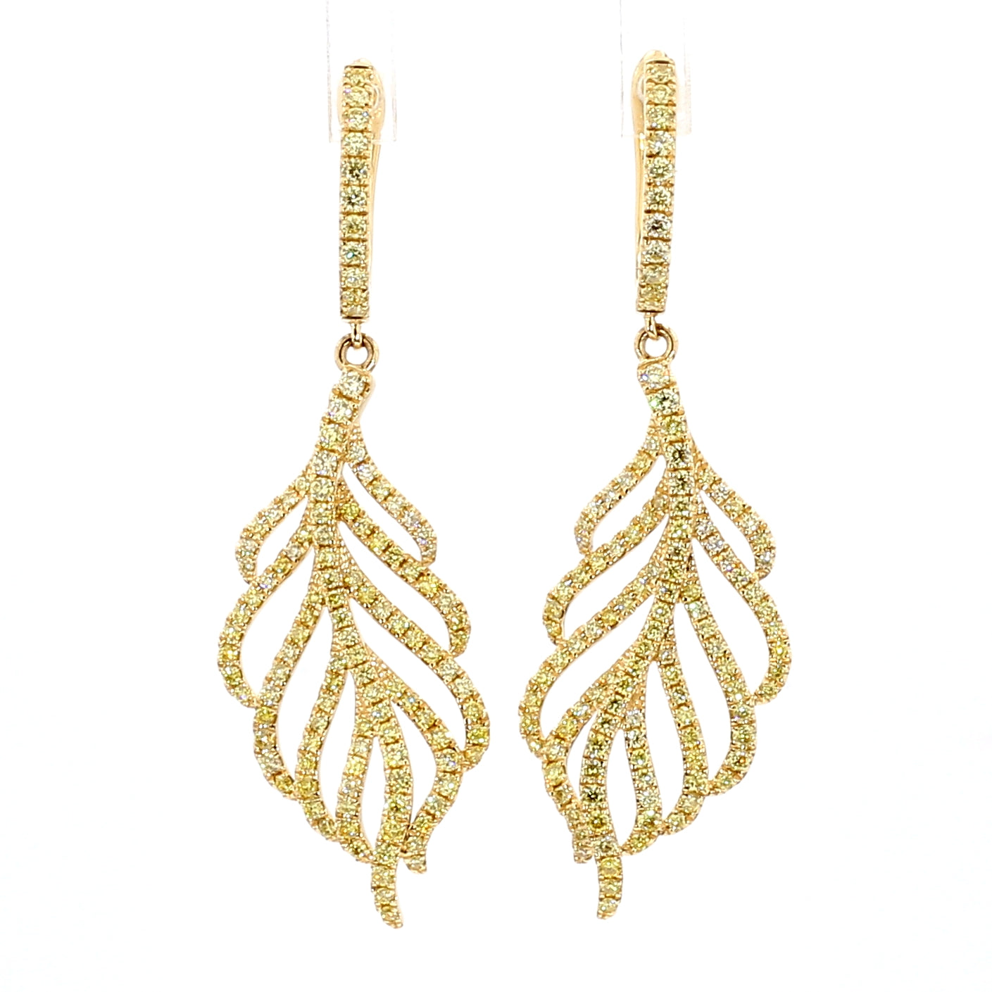 Natural Yellow Round Diamond Earring