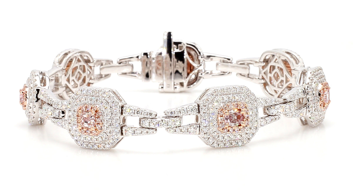 Natural Orange Cushion Diamond Bracelet | GIA Certified