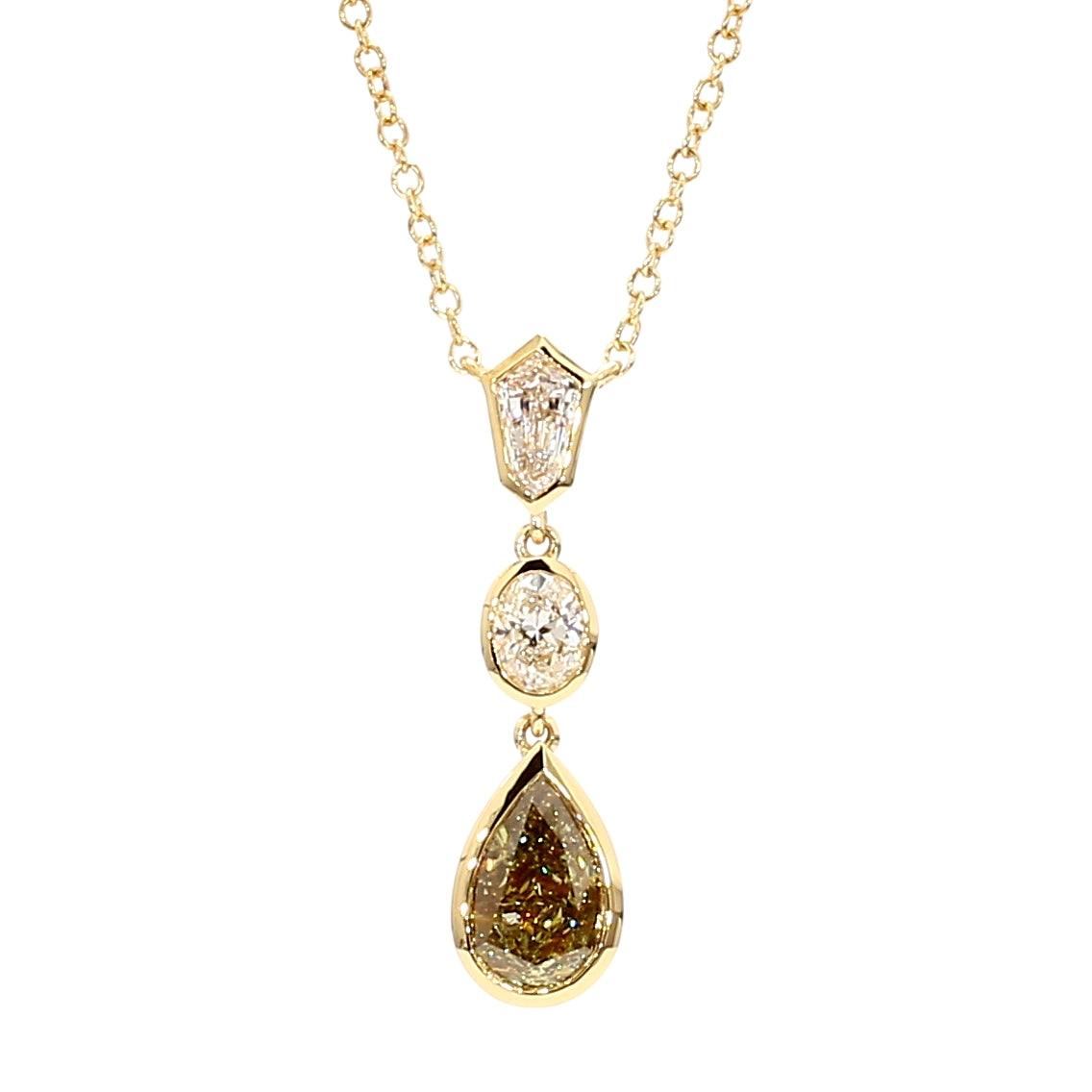 Natural Green Pear Diamond Necklace Gia Certified
