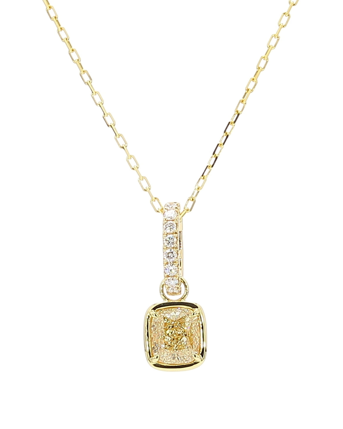 Natural Yellow Cushion Diamond Pendant Gia Certified