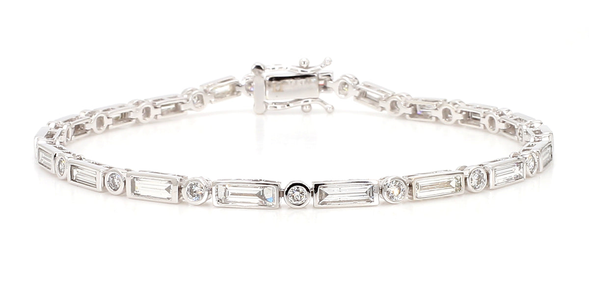 Natural White Baguette Diamond Bracelet