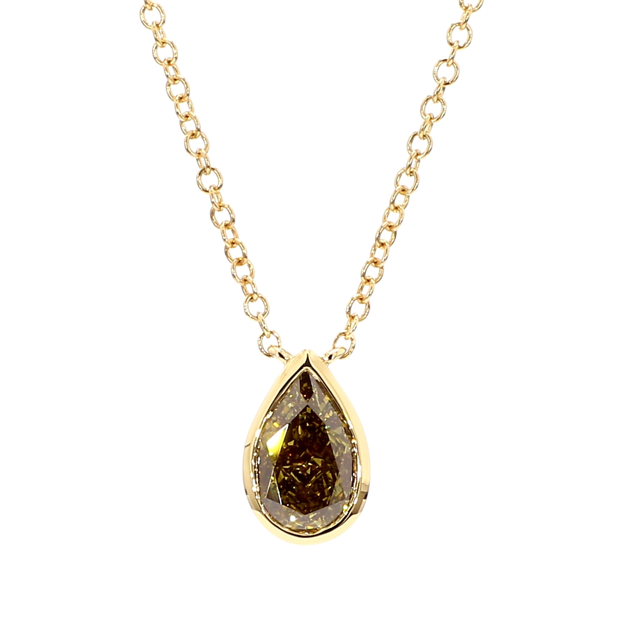 Natural Green Pear Diamond Necklace Gia Certified