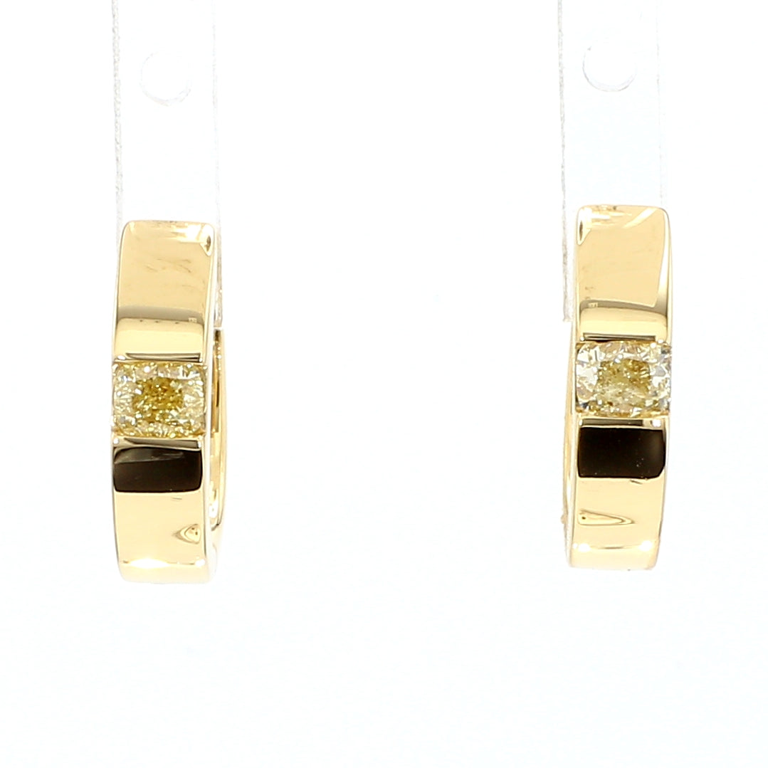 Natural Yellow Cushion Diamond Earring