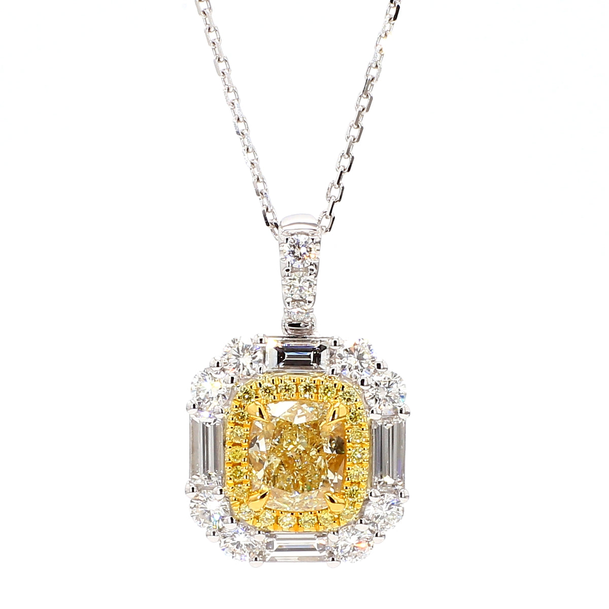 Natural Yellow Cushion Diamond Pendant | GIA Certified