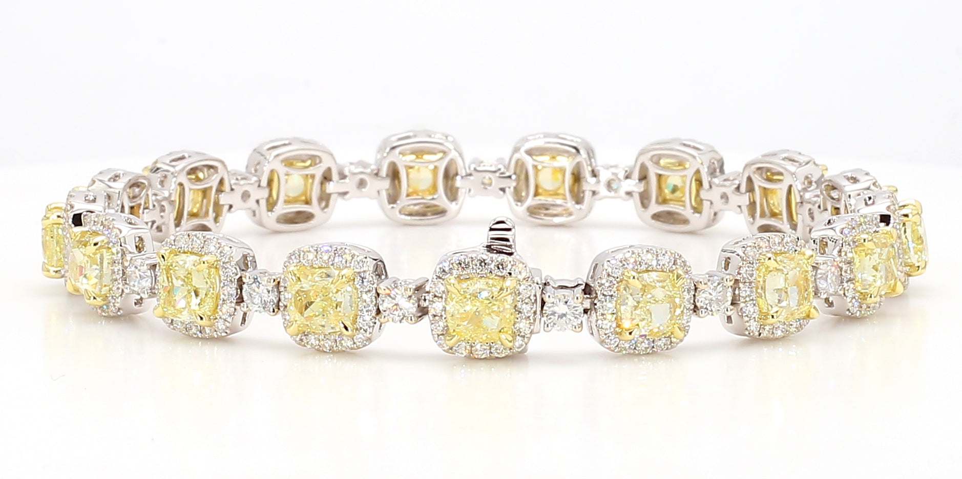 Natural Yellow Cushion Diamond Bracelet Gia Certified