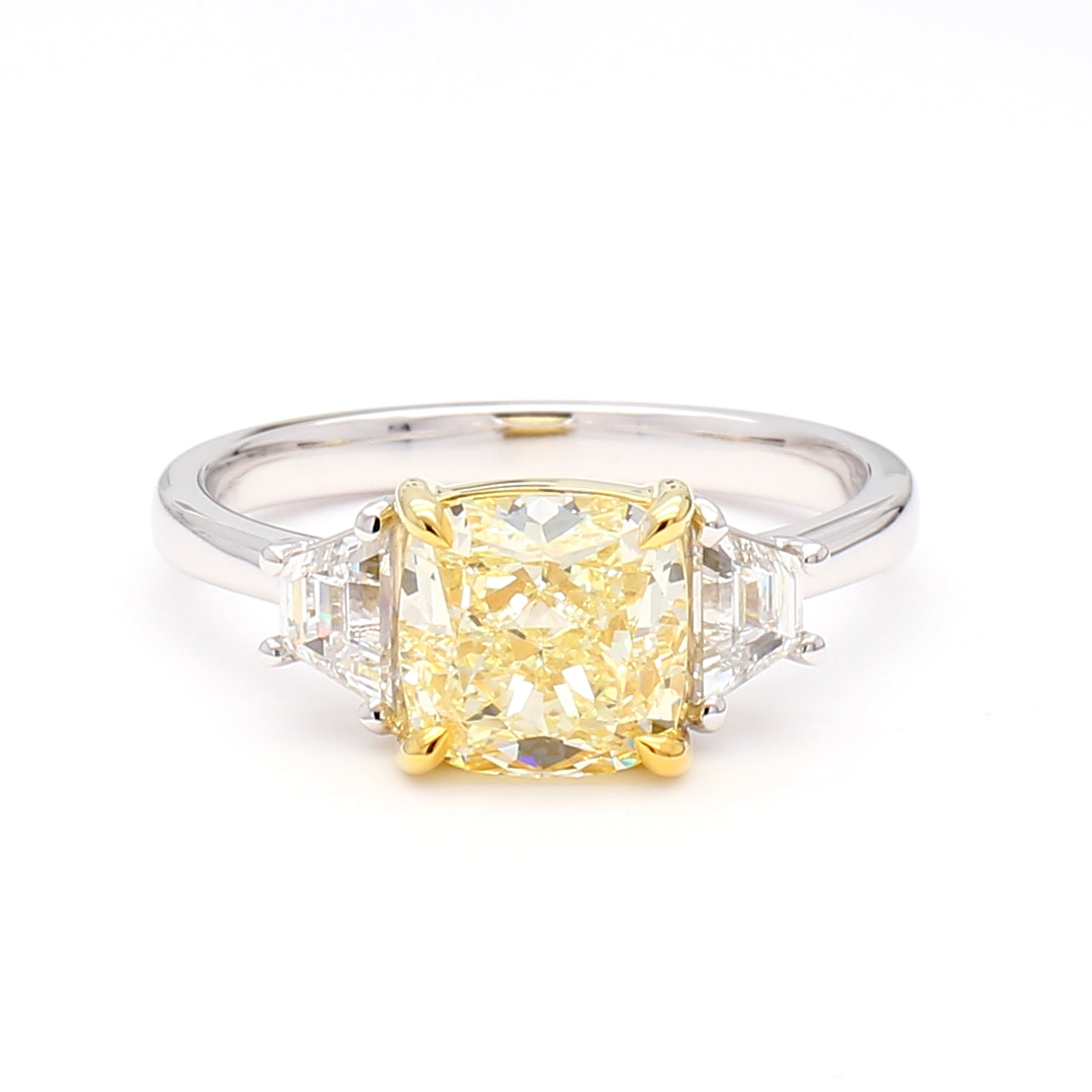 Natural Yellow Cushion Diamond Ring GIA Certified product image 1