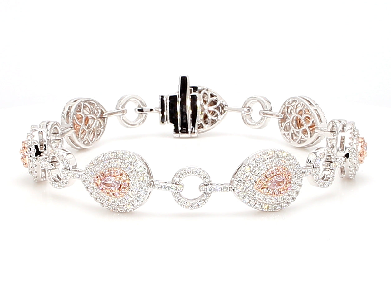 Natural Pink Pear Diamond Bracelet Gia Certified
