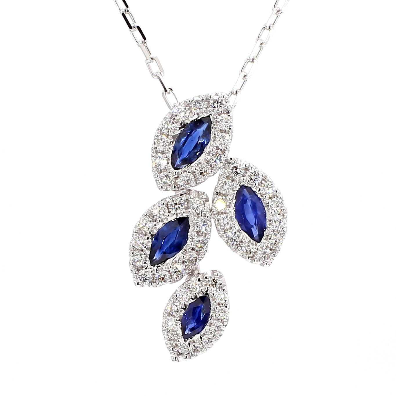 Natural Marquise Sapphire & Diamond Necklace product image 1