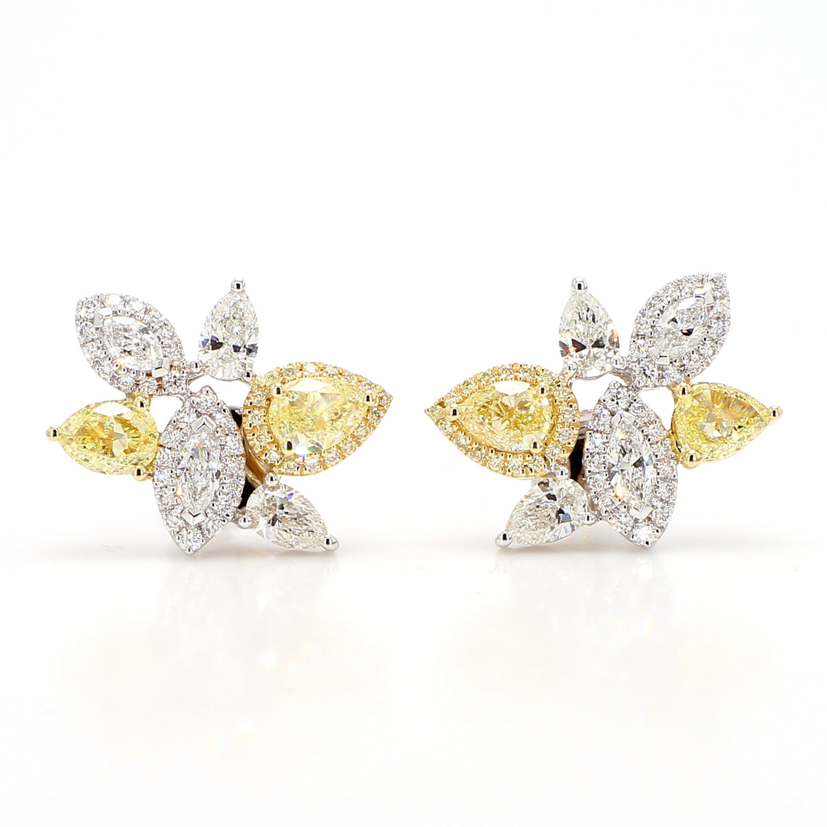 Natural Yellow Pear Diamond Earring