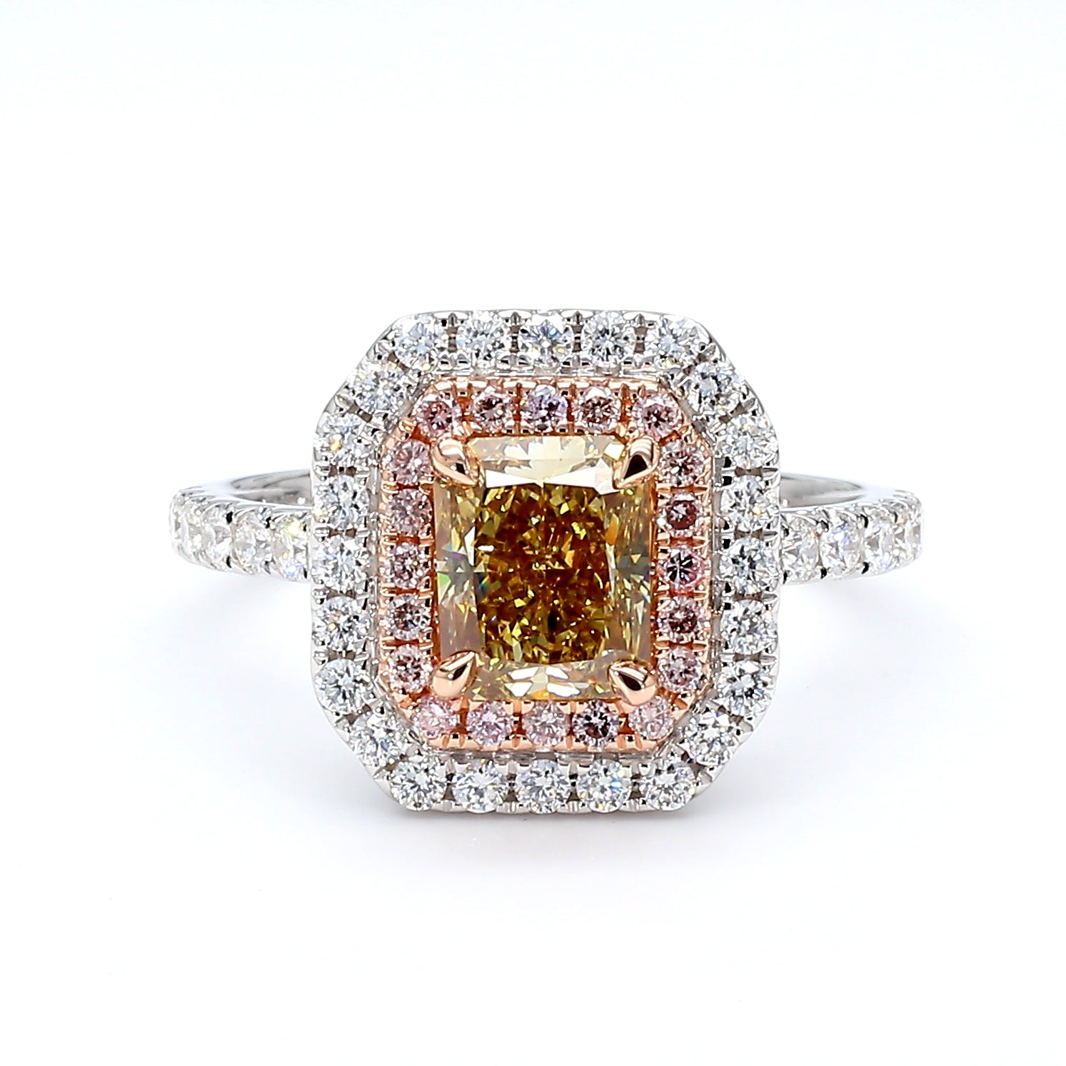 Natural Yellow Radiant Diamond Ring Gia Certified