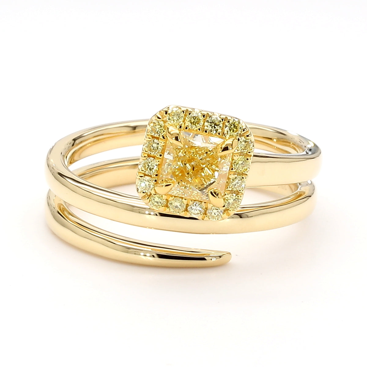 Natural Yellow Radiant Diamond Ring | GIA Certified