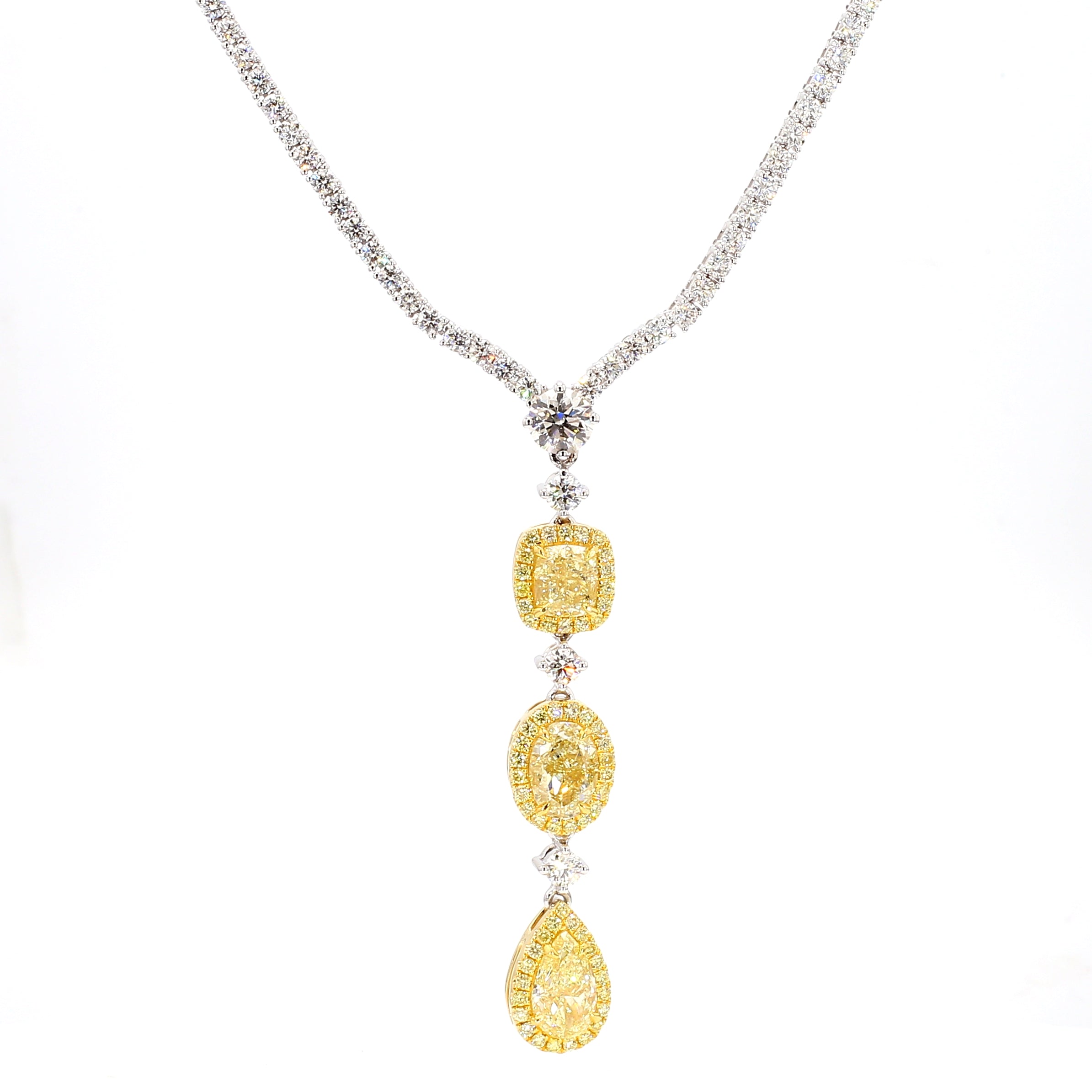 Natural Yellow Pear Diamond Necklace Gia Certified