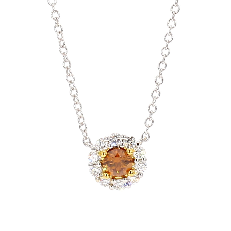 Natural Orange Round Diamond Necklace | GIA Certified