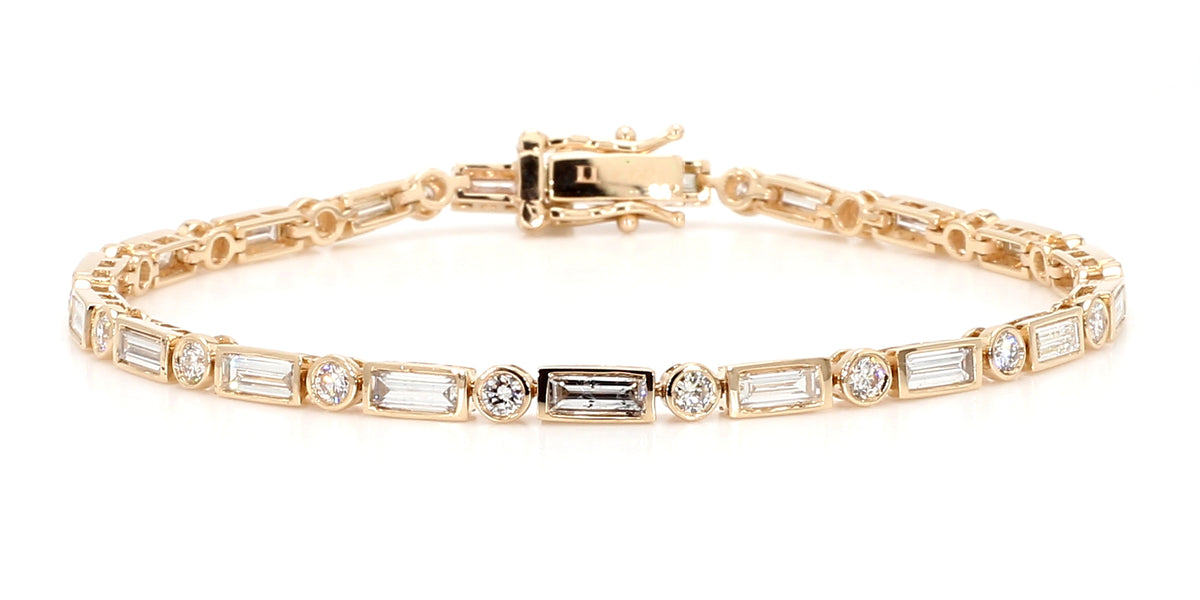 Natural White Baguette Diamond Bracelet