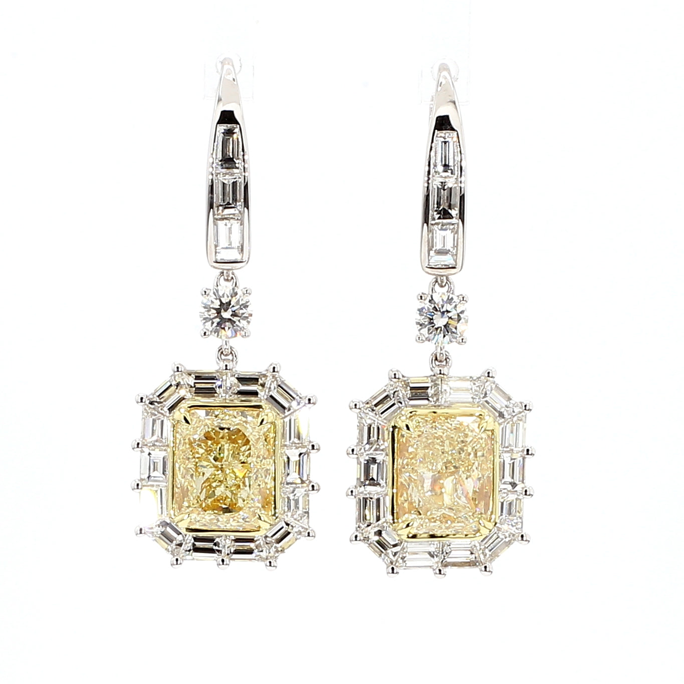 Natural Yellow Radiant Diamond Earring Gia Certified