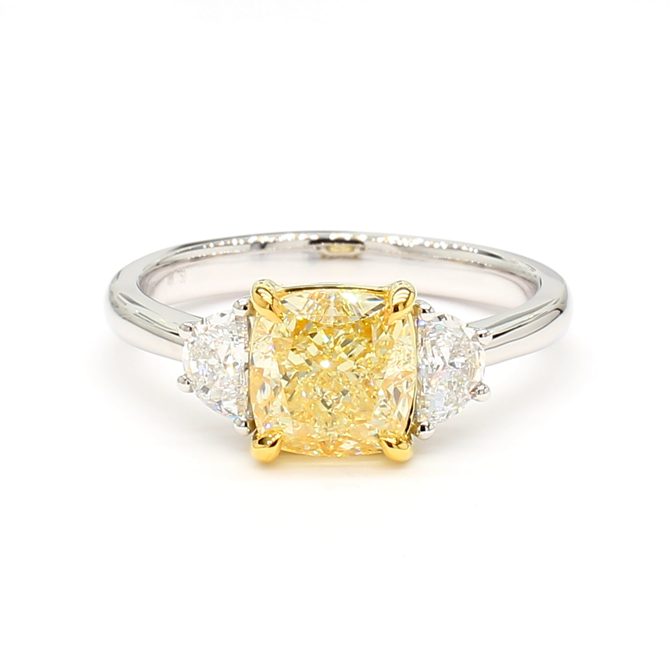 Natural Yellow Cushion Diamond Ring GIA Certified product image 1