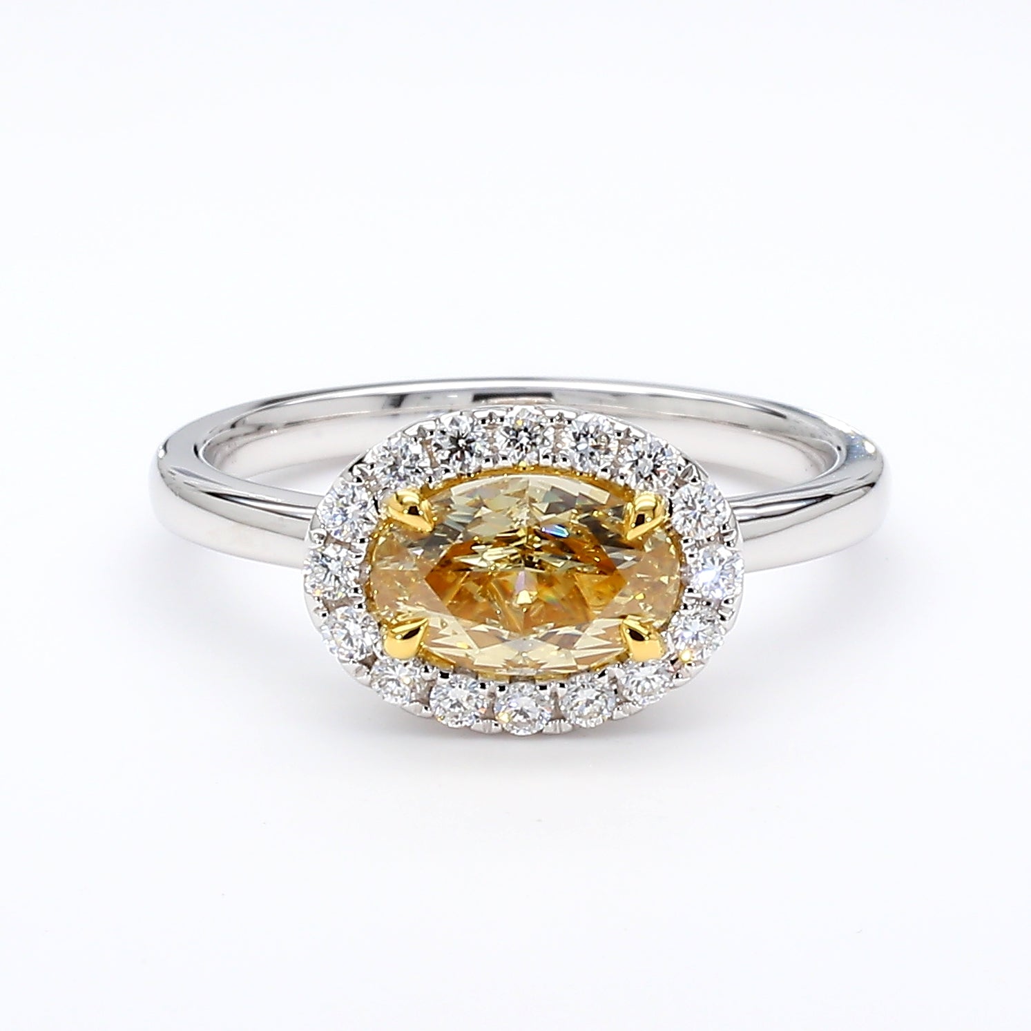 Natural Yellow Oval Diamond Ring Gia Certified