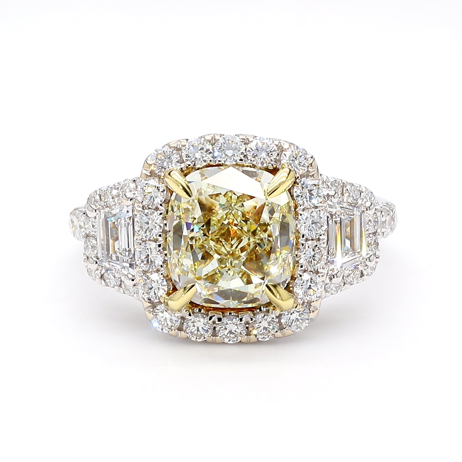 Natural Yellow Cushion Diamond Ring Gia Certified