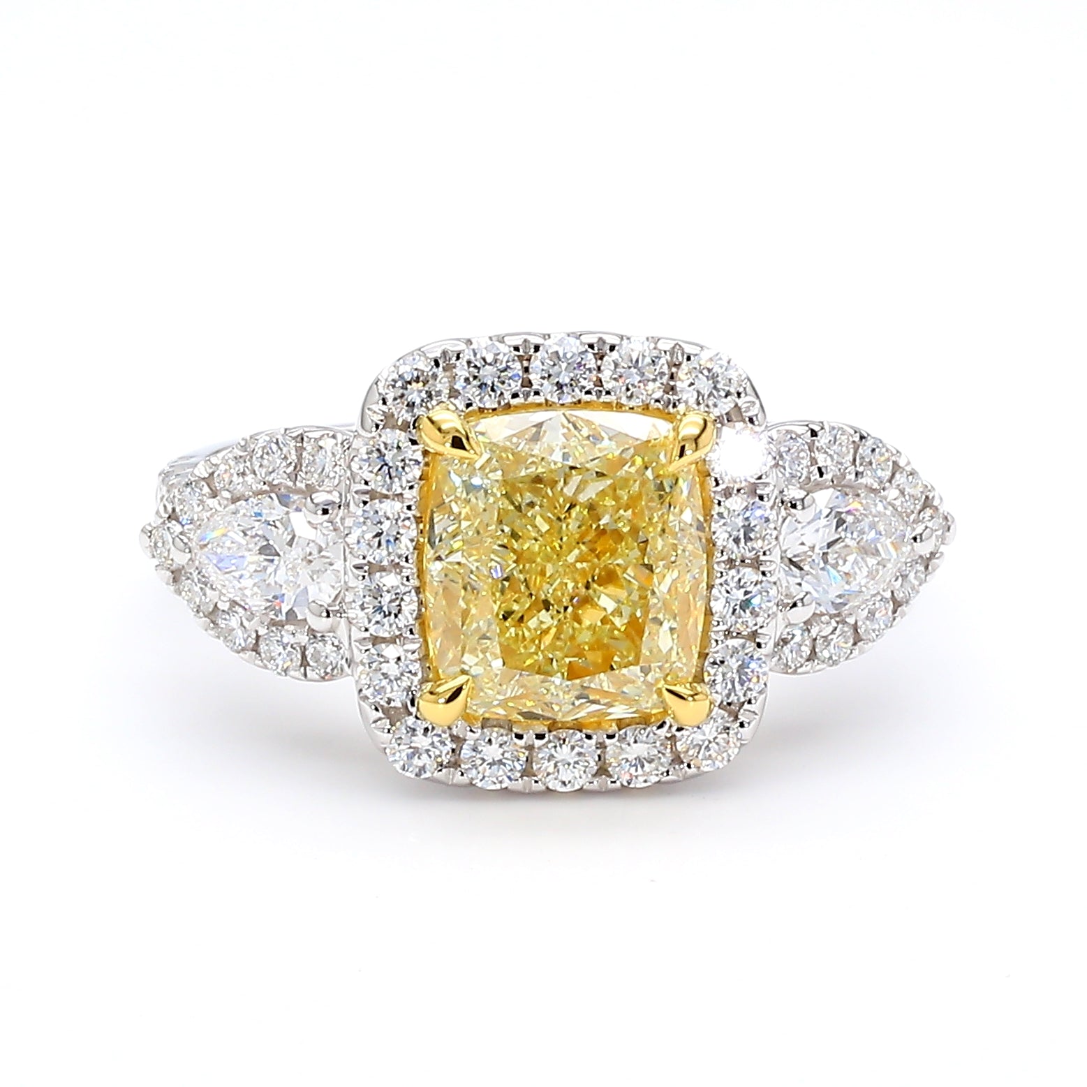 Natural Yellow Cushion Diamond Ring Gia Certified