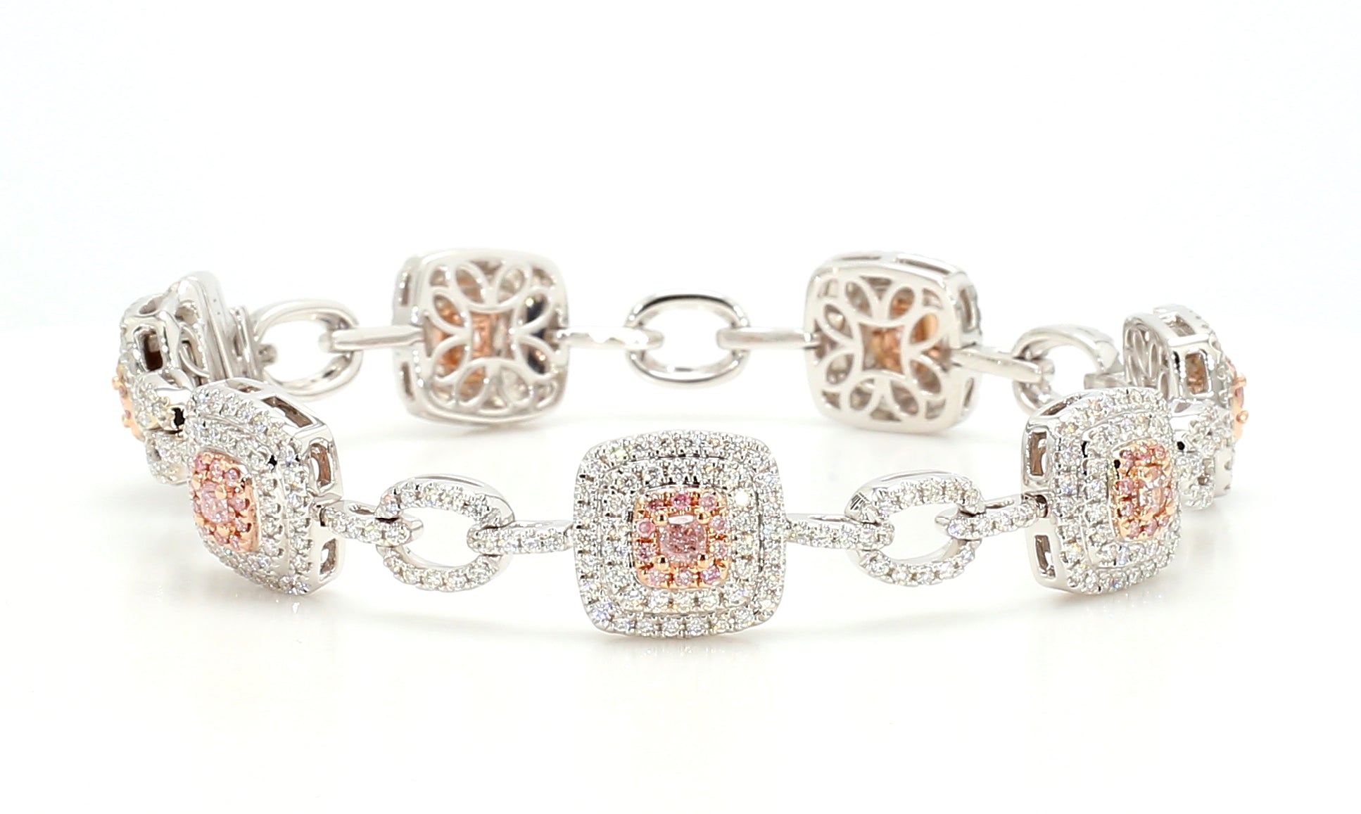 Natural Pink Cushion Diamond Bracelet Gia Certified