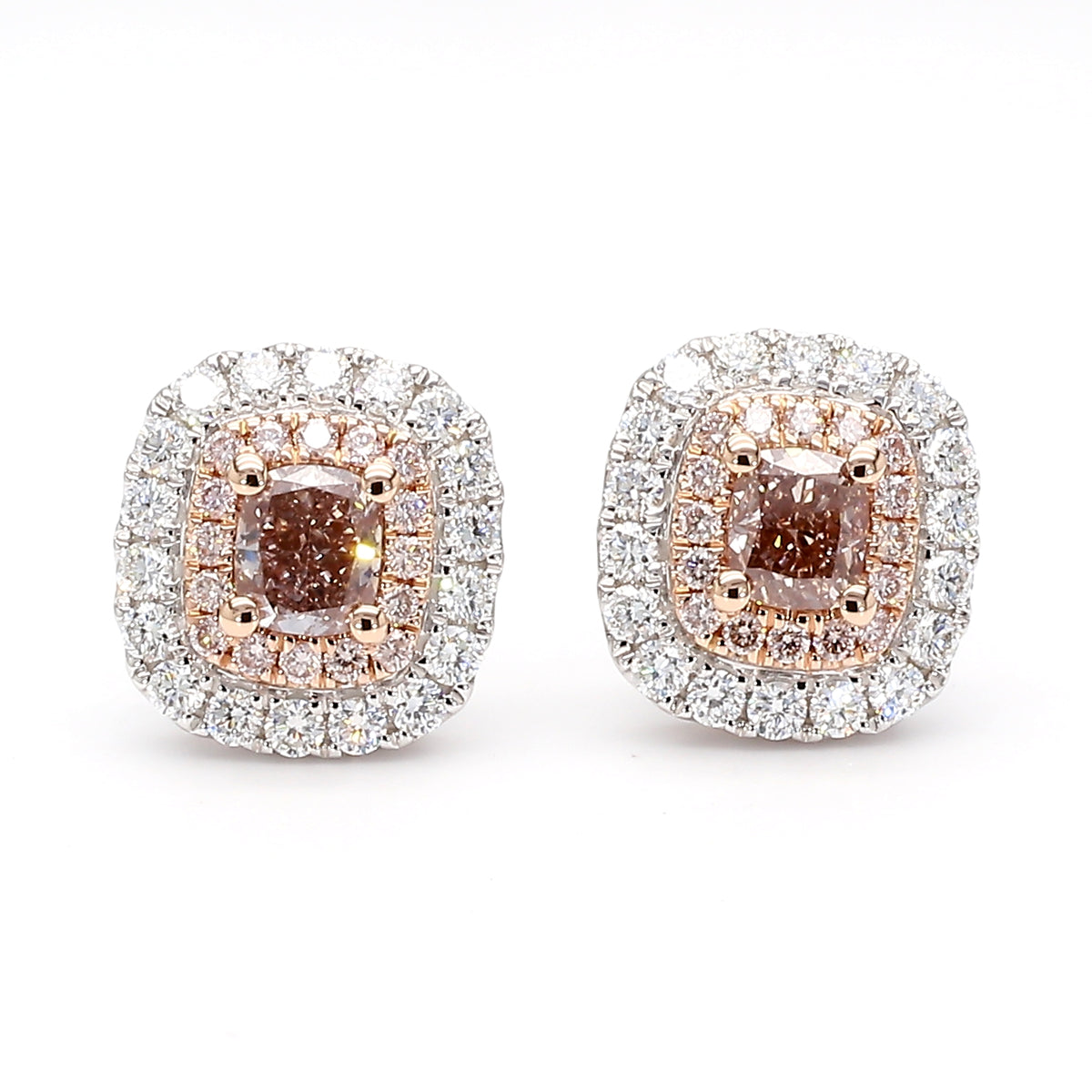Natural Pink Cushion Diamond Earring | GIA Certified