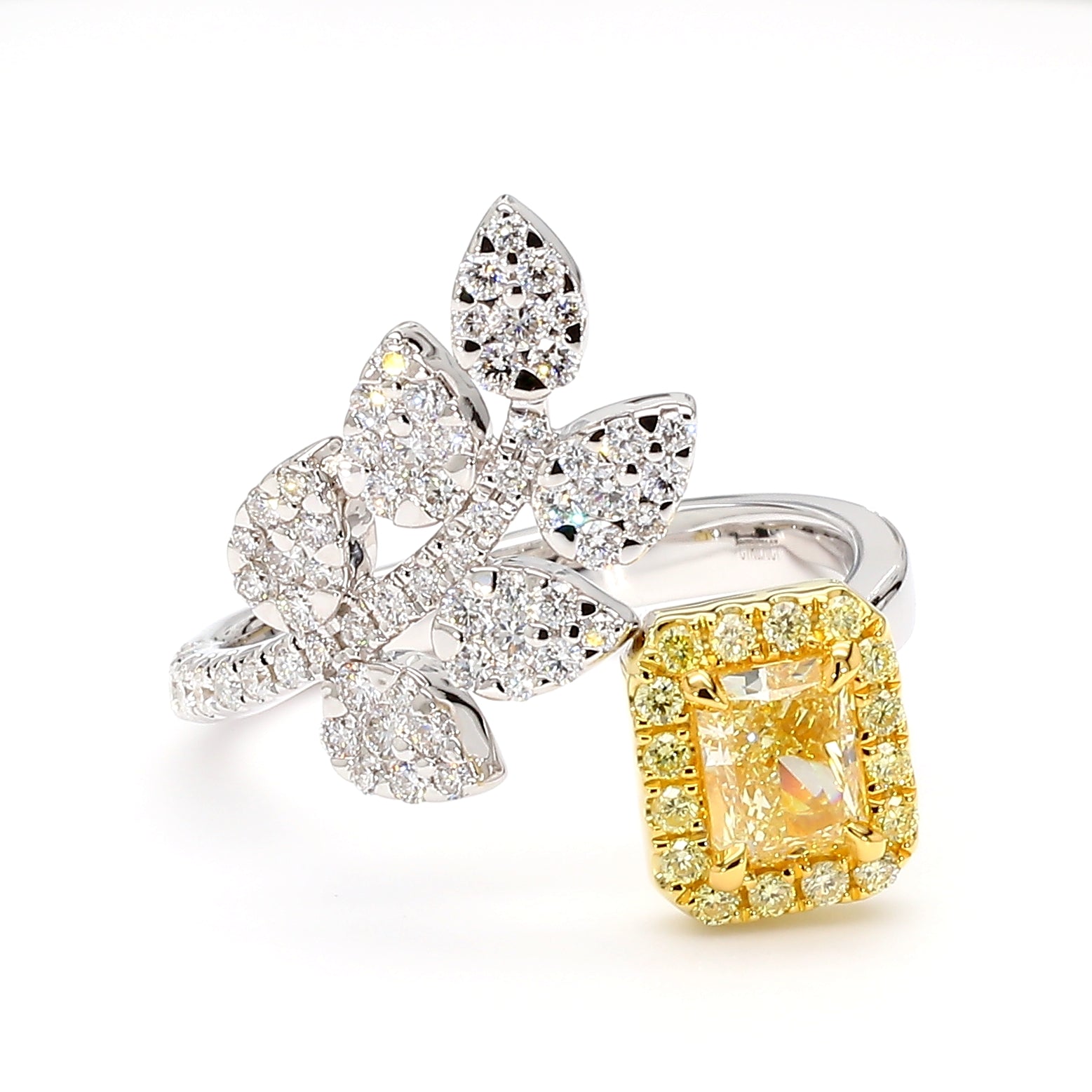Natural Yellow Radiant Diamond Ring Gia Certified