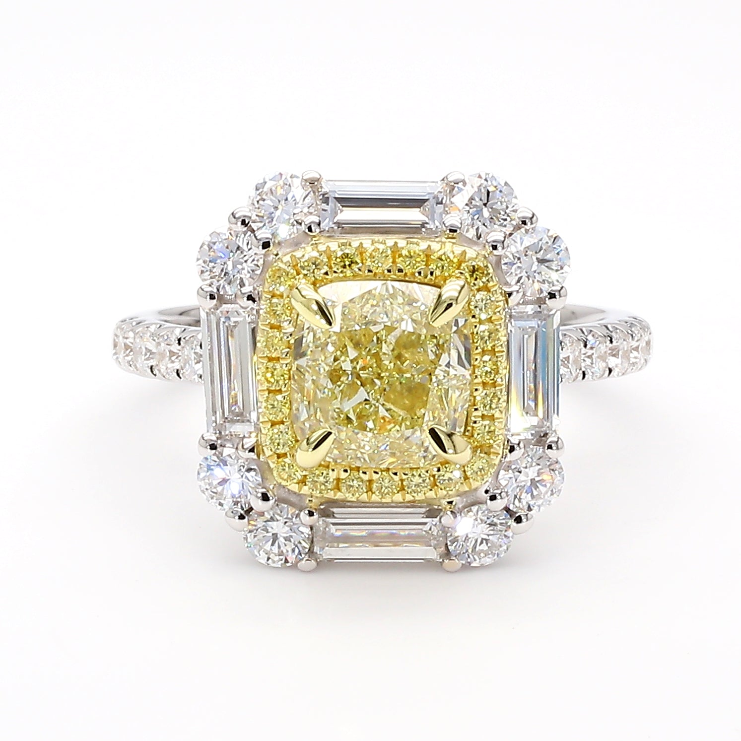 Natural Yellow Cushion Diamond Ring Gia Certified